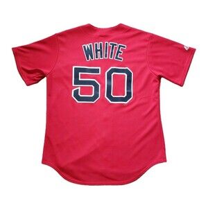 Majestic Boston Red Sox Size Large Embroidered #50 White Mens Jersey MLB Custom
